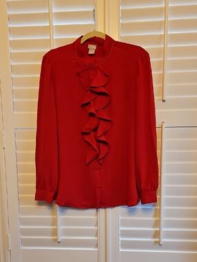 Chico's Women's Ruffle Front Blouse - Red